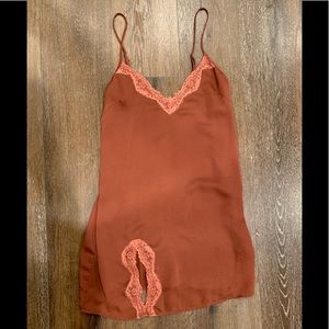 Urban Outfitters Rust Satin Slip Dress